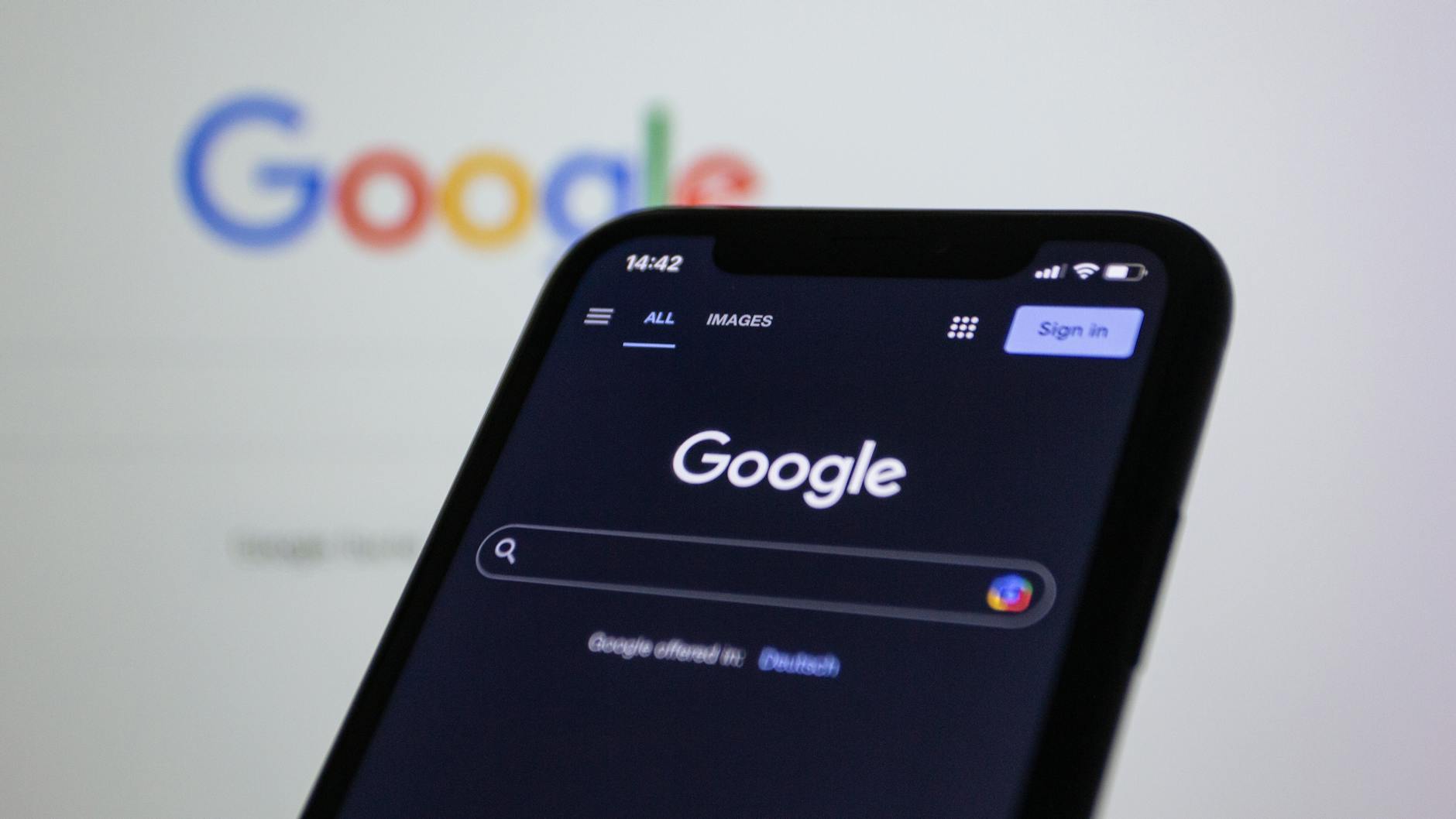 google on smartphone touchscreen