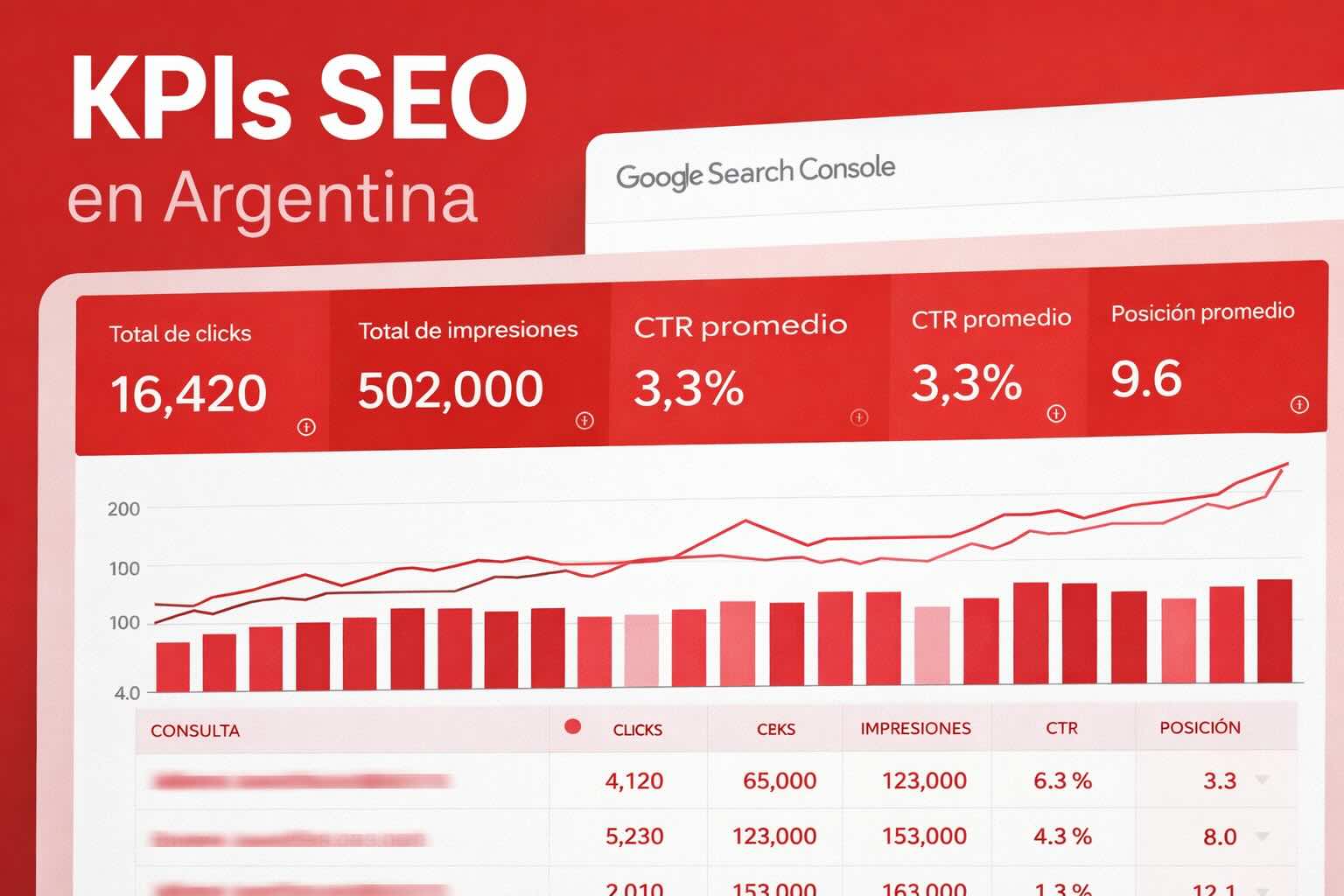 kpis seo argentina metricas google search console trafico ctr posicion promedio