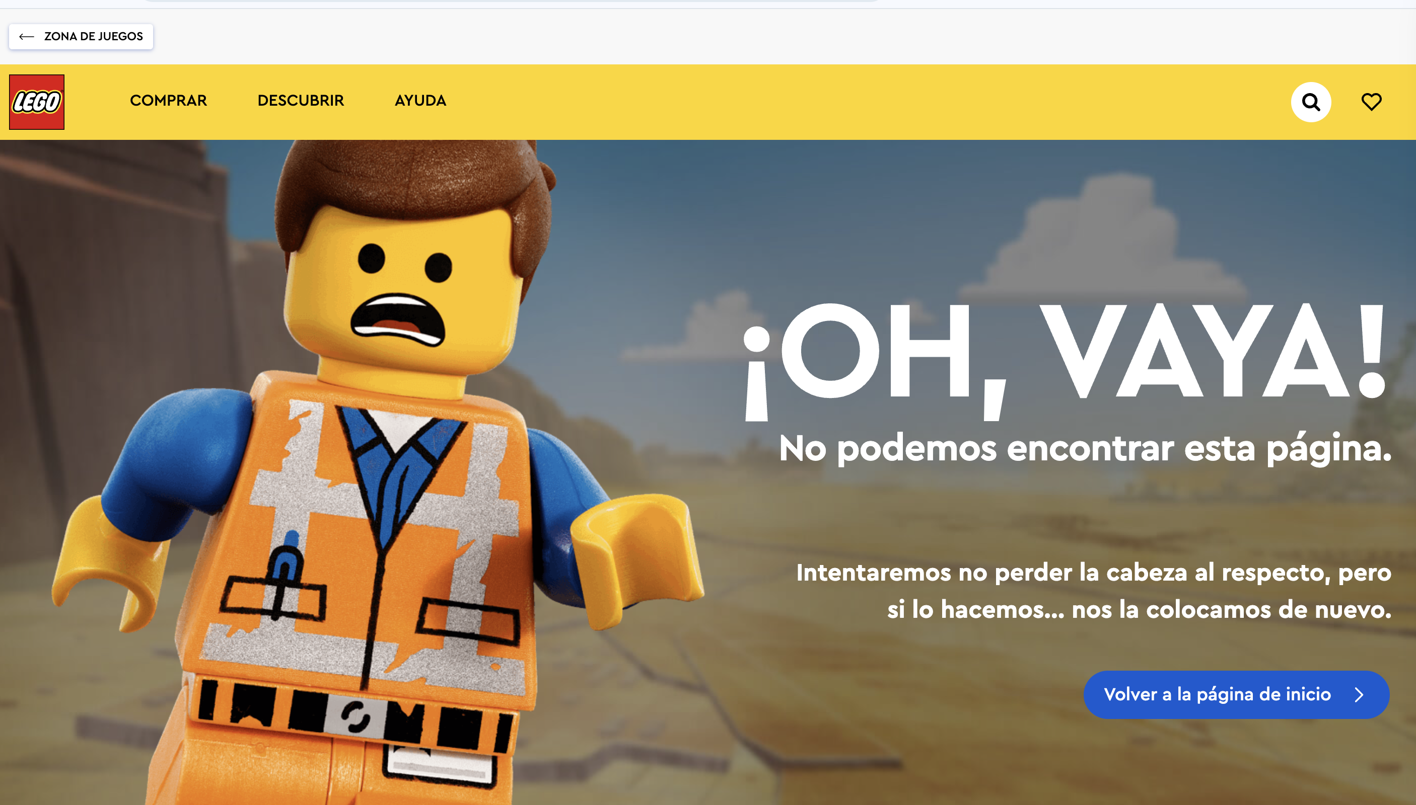 Página de error 404 Lego