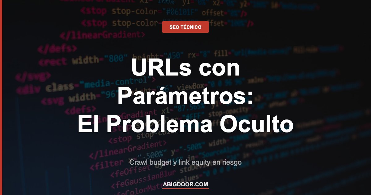 Código representando el problema de las URLs con parámetros UTM que fragmentan el crawl budget en 2026