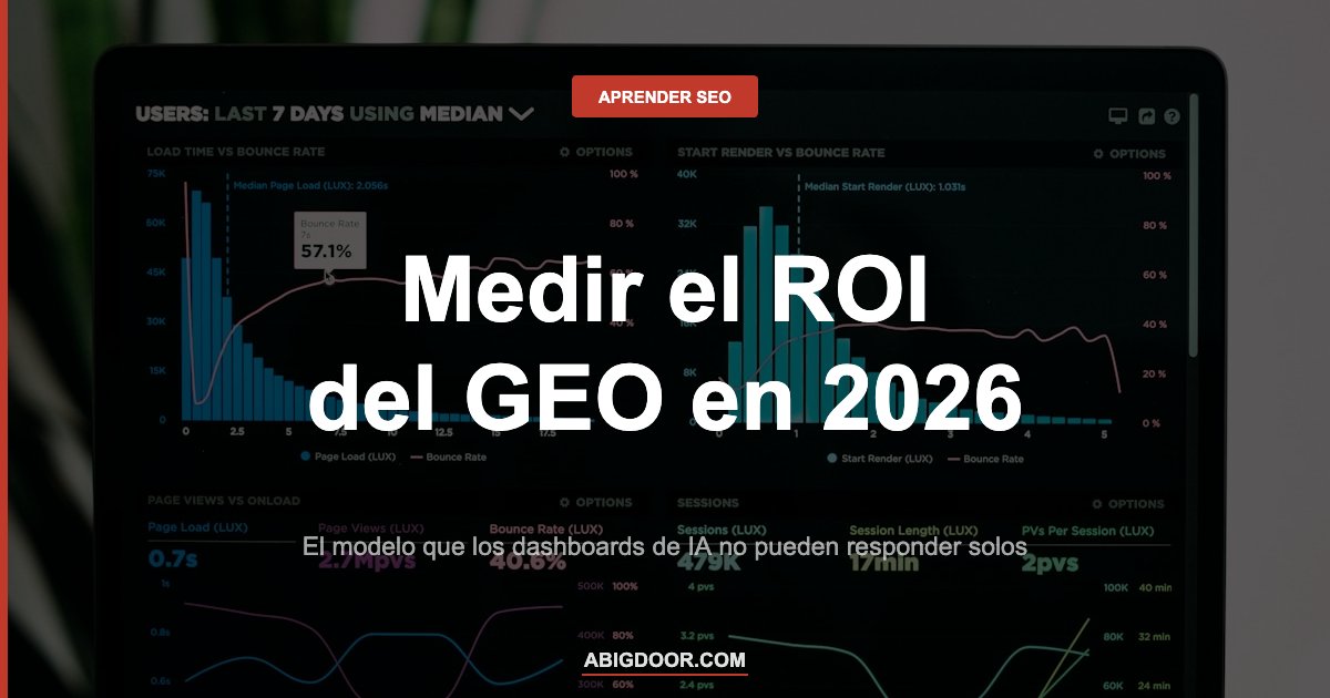 Dashboard de analytics representando cómo medir el ROI del GEO más allá de los dashboards de visibilidad en IA