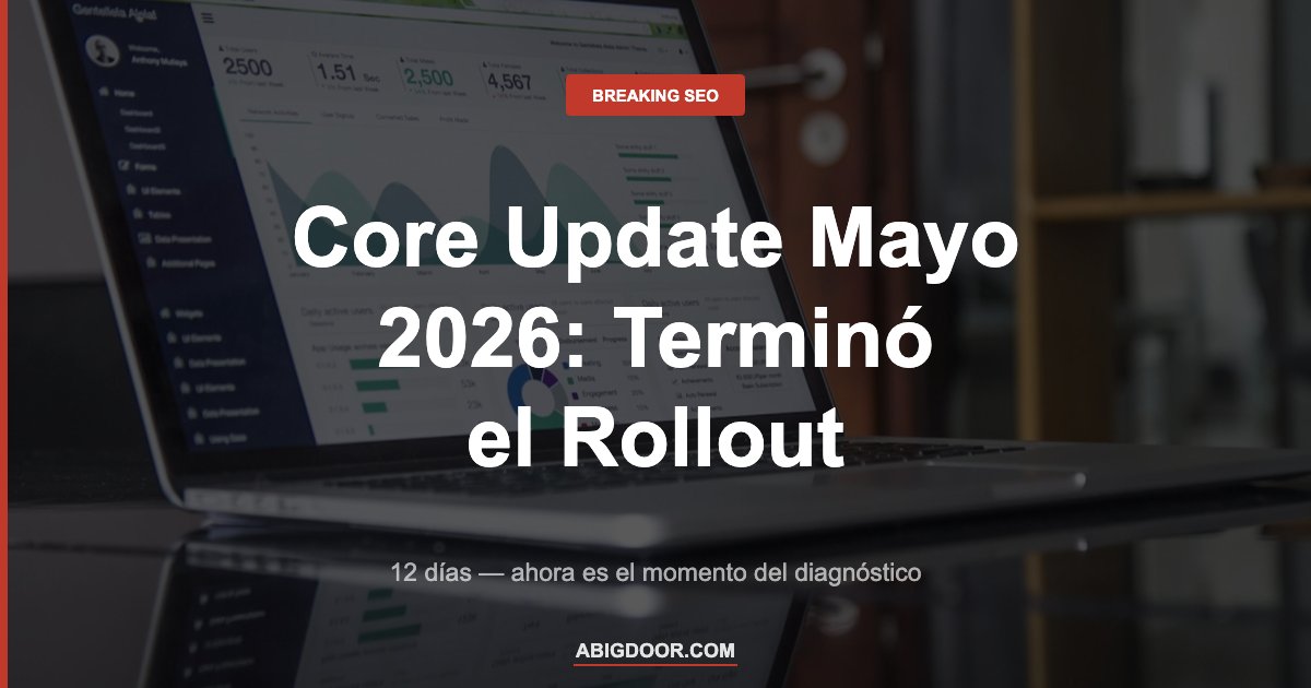 Gráfico de rankings representando el fin del rollout del Core Update de mayo 2026 tras 12 días